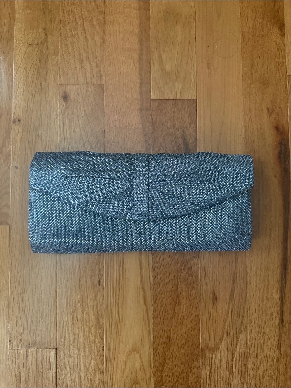Lulu Townsend Metallic Gunmetal Gray Evening Clutch